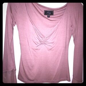 Mauve Color Unique Bell Sleeve Boutique Top